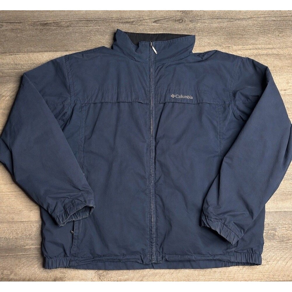 Columbia Blue Insulated Fleece Lined Full Zip Windbreaker Jacket Mens Size XL